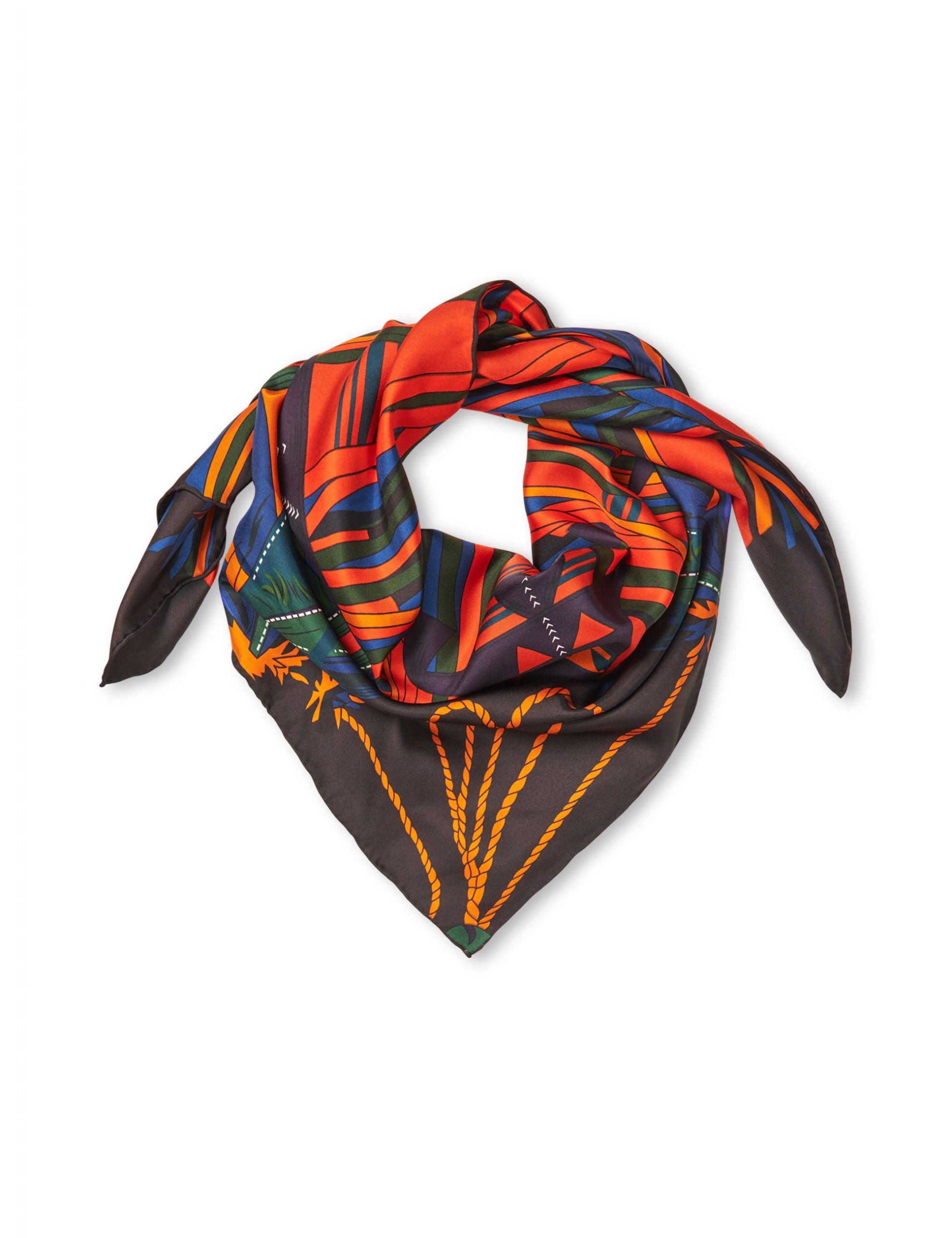 SILK SCARF - Dark orange mix